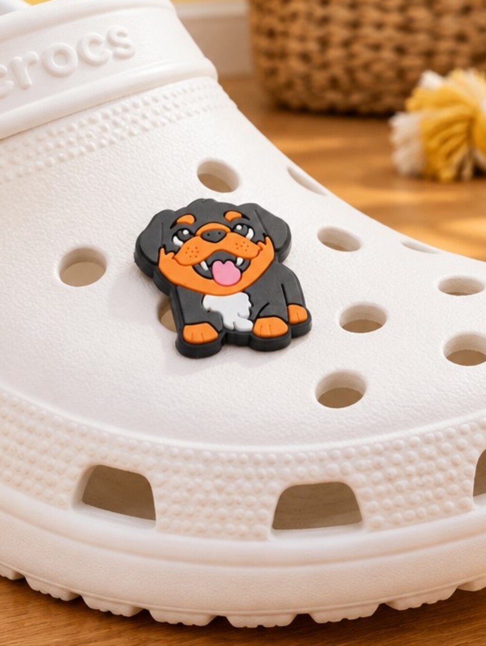 Rottweiler Croc Shoe Charm Black Tan Rottie Puppy Dog Mom Jibbitz Style Cute Pet